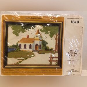 Vintage 1982 The Creative Circle 1613 Lakeside Chapel 8” x 10” Cross Stitch Kit